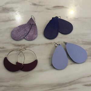 Nickel & Suede Purple and Gold Earrings Set